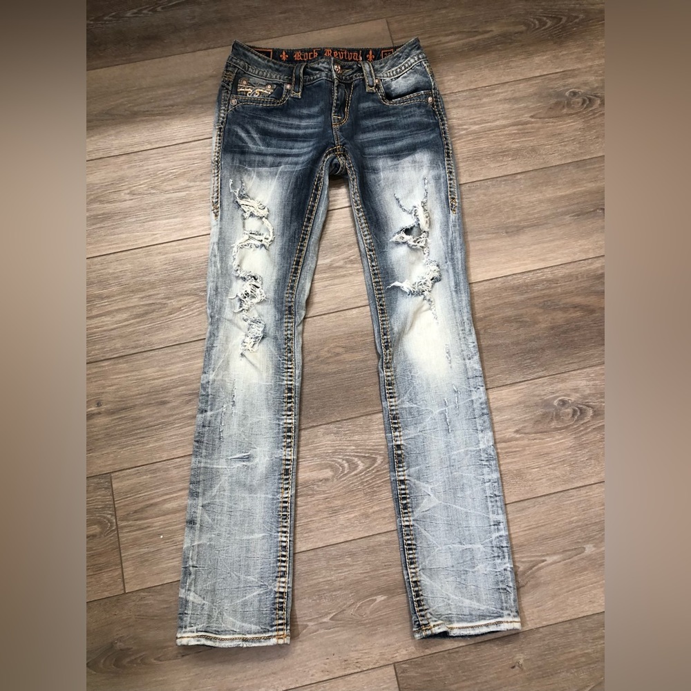Womens Rock Revival distressed Betty straight leg jeans